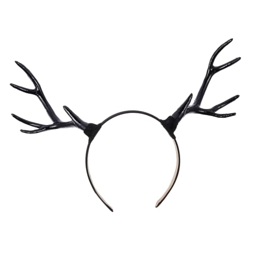 NIYANGLE Schwarzes Rentiergeweih Stirnband Weihnachts Haarreif Festlicher Kopfschmuck für Erwachsene Party Foto Requisiten Geschenkidee für Weihnachten und Kostümpartys von NIYANGLE