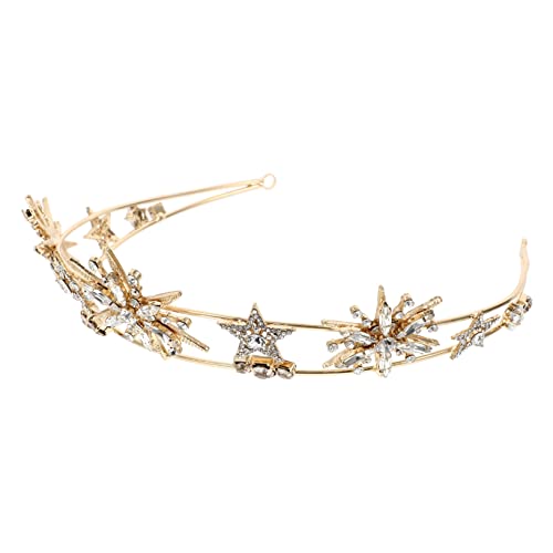 NIYANGLE Shiny Braut Tiara Kopfstück mit Sternen Glitzernde Prinzessin Diadem Leichter Haarschmuck für Mädchen Komfortabler Hochzeit Kopfschmuck Eleganter Braut Haarreif von NIYANGLE