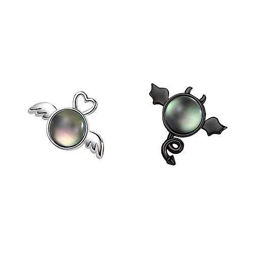 NIYANGLE Silber Angel und Evil Ohrstecker Damen Ohrschmuck Alloy Ohrstecker Asymmetrisch Teufelshörner und Heiligenschein Design Langlebig Modisch Geschenkidee NIYANGLE Silber Angel und Evil Ohrstecker Damen Ohrschmuck Alloy Ohrstecker Asymmetrisch Teufelshörner und Heiligenschein Design Langlebig Modisch Geschenkidee von NIYANGLE
