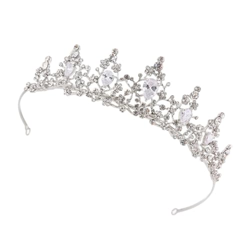 NIYANGLE Silber Brautkrone Strass Tiara Haarschmuck Damen Hochzeit Kopfschmuck Prinzessinnen Zubehör für Besondere Anlässe und Feiern von NIYANGLE