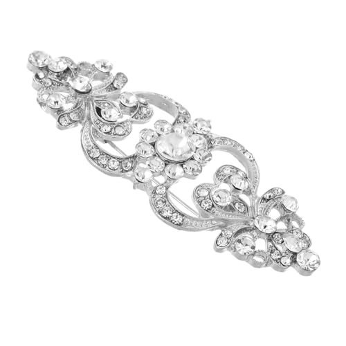 NIYANGLE Silberbrosche mit Perlen und Funkelnden Strasssteinen Modische Anstecknadel für Kleider Schals und Blusen Leichter Schmuck für Damen Vielseitiges Accessoire für Festliche Anlässe von NIYANGLE