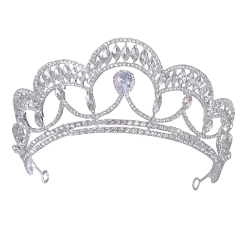 NIYANGLE Silberne Bridal Tiara Krone mit Funkelnden Strasssteinen Eleganter Kopfschmuck für Hochzeit Geburtstag und Festliche Anlässe Damen Haarschmuck Leicht zu Tragen und Stilvoll von NIYANGLE