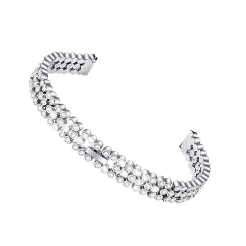 NIYANGLE Silbernes Uhrenarmband mit Funkelnden Strasssteinen Kompatibel mit Samsung Galaxy Langlebiges Ersatzarmband Modisches Metall Wristband für Damen und Herren von NIYANGLE