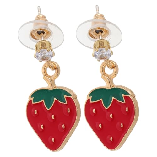 NIYANGLE Sommerliche Erdbeer Ohrringe Damen Langlebige Legierung Minimalistisches Design Trendige Drop Ohrringe Stylischer Fruchtschmuck für Teenager Mädchen von NIYANGLE