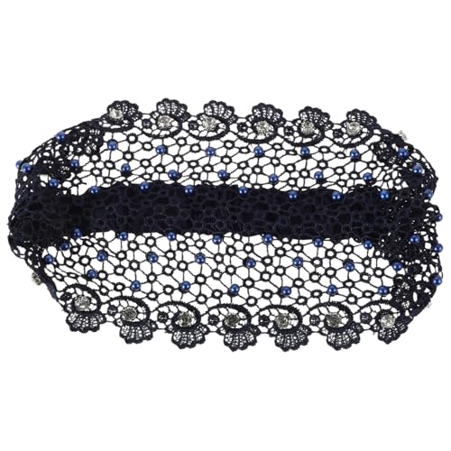 NIYANGLE Breites Mesh Haarband Aus Spitze Mit Perlen Elastisches Und Stilvolles Haarzubehör Für Frauen Für Boho-looks Und Besondere Anlässe von NIYANGLE