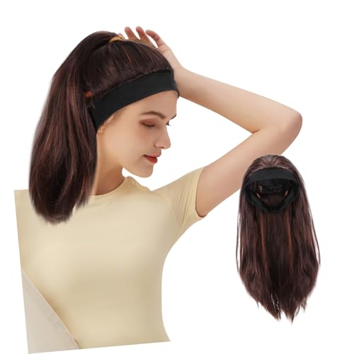 NIYANGLE Stirnbandperücke Zopf Haarverlängerungen Echthaarperücken Lange Perücken Für Schwarze Frauen Bündel Kunsthaar Glattes Kunsthaar Schwarze Lange Perücken Für Frauen Cosplay von NIYANGLE