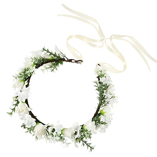 NIYANGLE Flower Headband Für Frauen Elegante Rosenkrone Für Braut Und Blumenmädchen Für Hochzeiten Fotografie Und Besondere Anlässe Verstellbare Haaraccessoires von NIYANGLE