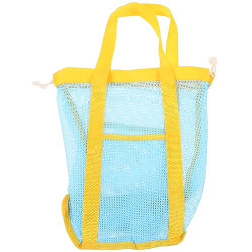 NIYANGLE Strandtasche Aus Netzmaterial Für Junge Mädchen Robuste Tragetaschen Mit Lustigem Design Zum Sammeln Von Muscheln Und Strandspielzeug Mit Gelben Akzenten Leicht Und Atmungsaktiv von NIYANGLE