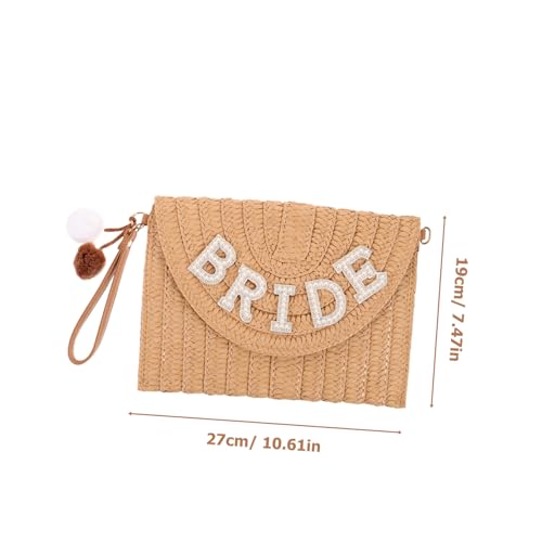 NIYANGLE Strandtasche Damen Stroh Umhängetasche Brauttasche Crossbody Bag Handgefertigt Robust für Party Junggesellinnenabschied Alltag von NIYANGLE
