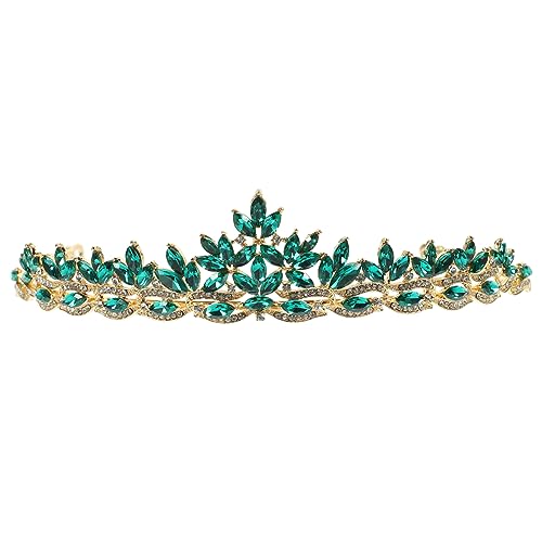 NIYANGLE Strass Diadem Braut Haarschmuck Krone Haarschmuck Hochzeit Stirnband für Damen Mädchen Grünes Schmuckstück für Brautjungfern und Hochzeitsfeiern von NIYANGLE
