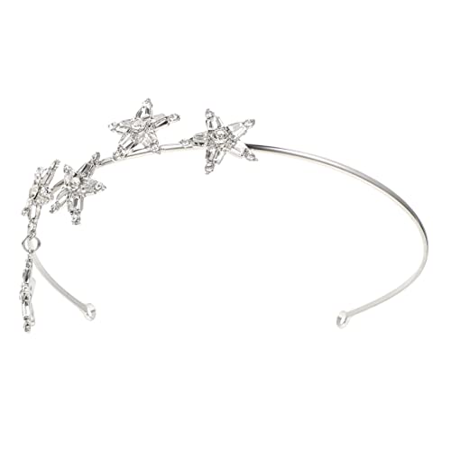 NIYANGLE Strass Tiara Brautkopfbedeckung Stirnband Krone Für Mädchen Braut Haarband Elegant Funkelnd Stern-strass-kopfschmuck Fünfzackiges Haarband Modische Stirnbänder Stilvoll Legierung von NIYANGLE
