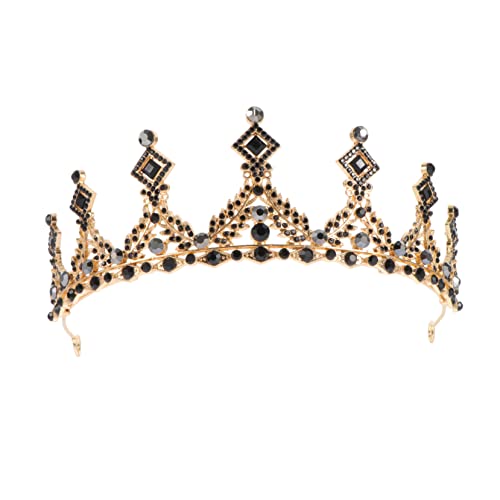 NIYANGLE Strasskrone Tiara mit Funkelnden Kristallen Einzigartiges Brautkopfschmuck Diadem für Hochzeit Tanzparty Abschlussball und Festliche Anlässe Stilvolles Schwarzes Haarband von NIYANGLE