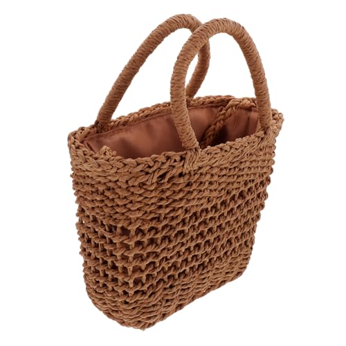 NIYANGLE Stroh Crossbody Tasche Damen Geflochtene Sommer Umhängetasche Leichte Atmungsaktive Schultertasche für Alltag Strand Party und Shopping Modisch Kompakt Braun von NIYANGLE