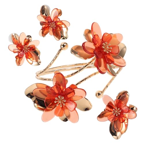 NIYANGLE Teiliges Schmuckset Damen Tropfen Öl Blütenring Ohrstecker Armband Transparentem Braun Leicht Komfortabel für Alltag Besondere Anlässe von NIYANGLE
