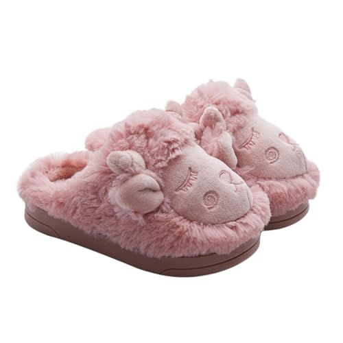NIYANGLE Thickened Baumwoll Hausschuhe mit Weichem Plüsch Warm und Leicht Niedliche Schaf Design Pantoffeln für Damen und Herren Rutschfest für Herbst und Winter im Schlafzimmer von NIYANGLE