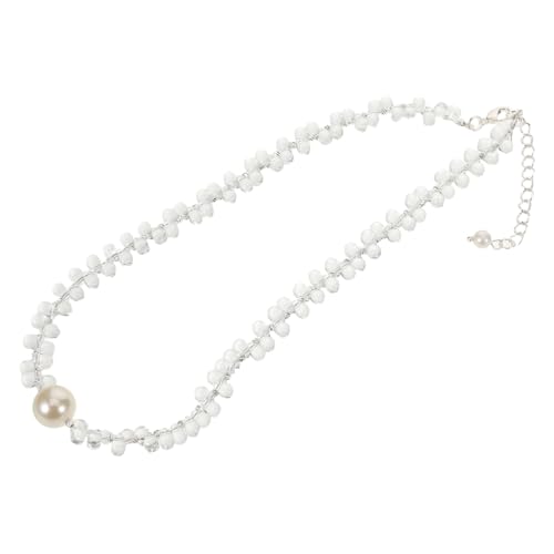 NIYANGLE Transparente Kristallperlen Halskette Damen Rund Choker Elegantes Handgefertigtes Schmuckstück für Hochzeit und Alltag Bequemer Sitz Langlebiges Material Minimalistisches Design von NIYANGLE