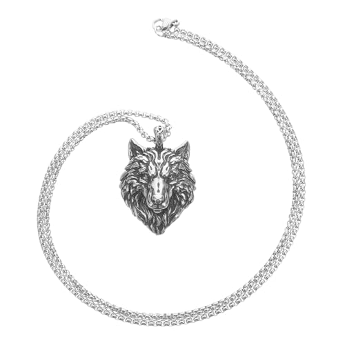 NIYANGLE Unisex Halskette mit Vintage Wolfskopf Anhänger Rostfrei Verblassungsresistent Leicht und Strapazierfähig Modisches Accessoire für Alltag Feierlichkeiten und Outdoor Einsatz von NIYANGLE