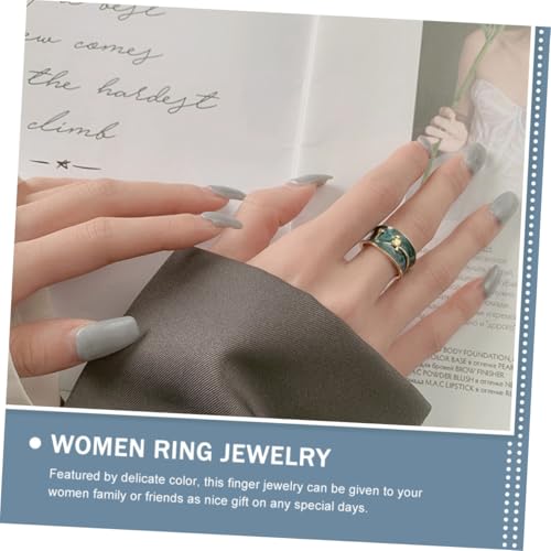 NIYANGLE Verstellbarer Emaille Ring Damen Schmuck Offenes Design Blaue Baum Vogel Motiv Leichter Statement Ring für Frauen Mädchen Alltag Geschenk von NIYANGLE