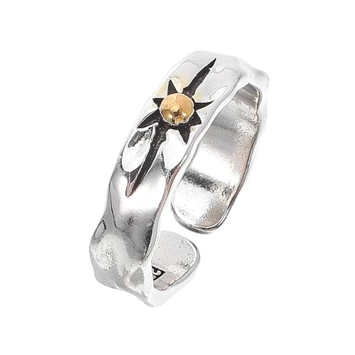 NIYANGLE Verstellbarer Offener Ring mit Sonnensymbol Kupfer Unisex Modeschmuck für Damen und Herren Modischer Fingerring für Alltag und Besondere Anlässe von NIYANGLE