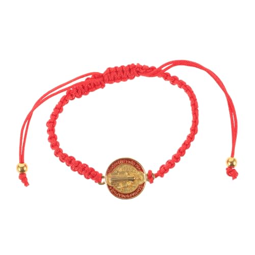 NIYANGLE Verstellbares Saint Benedict Armband für Damen und Herren Handgefertigtes Rotes Wiederverwendbares Geflochtenes Armband mit Religiösem Schutz Gesundes Leichtes Schmuckstück für von NIYANGLE