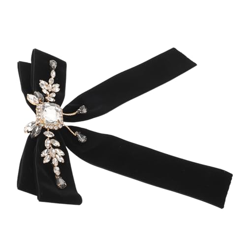 NIYANGLE Victorian Strass Schleifenbrosche Schwarz Satin Vintage Stil Anstecknadel für Damen Blusen Jacken Glänzende Gothic Brosche für Abendkleider Hochzeit Partys von NIYANGLE
