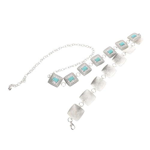 NIYANGLE Vintage Boho Taillenkette Türkis Metallelemente Verstellbar Damen Gürtel Körperkette Für Sommerpartys Strandkleider Festliche Anlässe von NIYANGLE