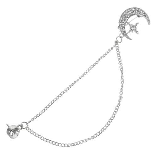 NIYANGLE Vintage Brosche mit funkelndem Mond und Planet Anhänger Strassbesetzt Vielseitig als Anstecknadel für Männer Britischer Stil Geeignet für Anzüge Pullover und Hüte Silberfarben von NIYANGLE