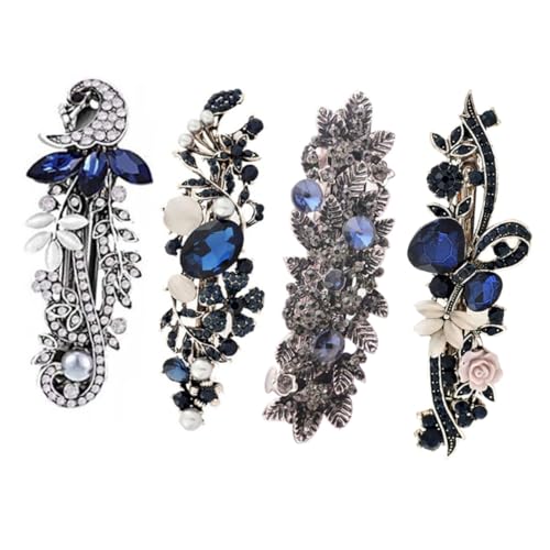 NIYANGLE Vintage Französische Retro Frühling Haarklammern mit Strassblumen Eleganter Haarschmuck für Damen und Mädchen Geeignet für Hochzeit Party und Alltag von NIYANGLE