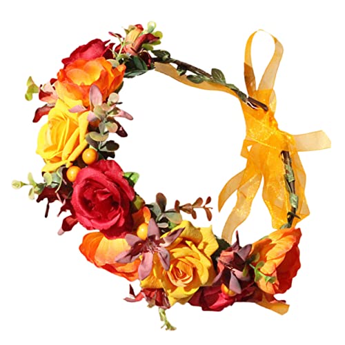 NIYANGLE Vintage Samt Rosen Haarreif Brautschmuck Blumenkranz Haarschmuck für Mädchen Leichtes Komfortables Stirnband für Hochzeit Party und Festliche Anlässe von NIYANGLE