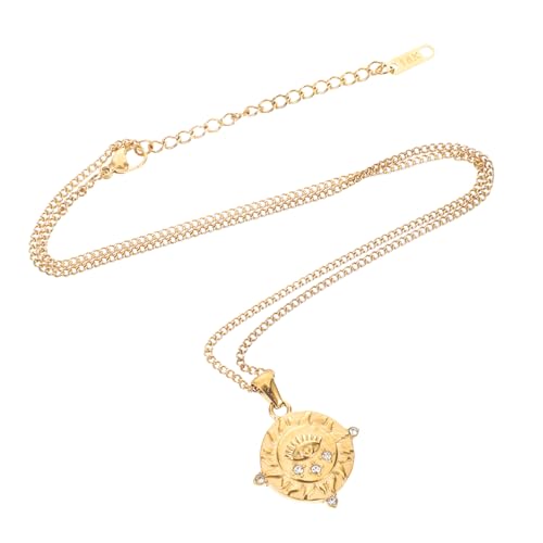 NIYANGLE Vintage Tarot Amulett Halskette aus Edelstahl mit Sonnenanhänger und Zirkonia Evil Eye Choker für Damen Langlebiger Leichter Glücksbringer Schmuck für Alltag und Party von NIYANGLE