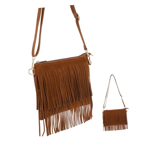 NIYANGLE Vintage Tassel Crossbody Bag Damen Umhängetasche mit Quasten Multifunktionale Schultertasche im Retro Design Geräumige Handtasche für Alltag und Freizeit Leicht und Robust für von NIYANGLE