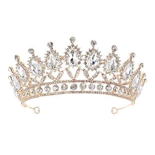 NIYANGLE Vintage Tiara Krone Hochzeit Braut Tiara Königin Krone Glitzernde Kristall Stirnbänder für Frauen Hochzeiten Kostüm Party Geburtstag Haarschmuck von NIYANGLE