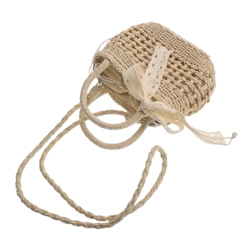 NIYANGLE Waldstrohwebbeutel kleine Crossbody -Tasche kleine Crossbody -Geldbörse Boho -Taschen gewebte Tasche für Frauen Stilvolle Umhängetasche Schultergurt Geldbeutel Beige von NIYANGLE