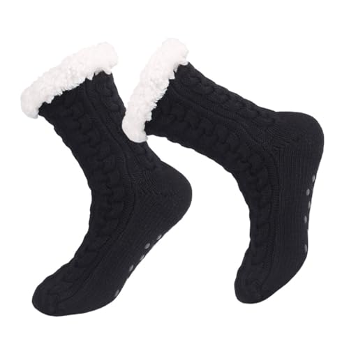 NIYANGLE Warme Damen Weihnachts Slipper Socken mit Rutschfester Sohle Dicke Flauschige Bettsocken aus Hochwertiger Acrylfaser für Gemütliche Winterabende und Zuhausegebrauch von NIYANGLE