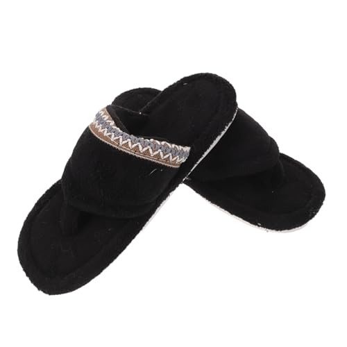NIYANGLE Warme Flip -flops Sandalenschuhe Gemütliche Trittschuhe Ausgefallene Hausschuhe Für Frauen Hausschuhe Für Frauen Im Freien Sandalen Im Freien Baumwolle Schwarz von NIYANGLE