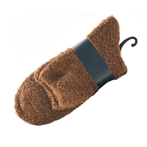 NIYANGLE Warme Herren Fleece Schlafsocken Dicke Flauschige Fußbodensocken Einheitsgröße Weiche Kuschelige Bettsocken in Kaffee für Kalte Tage von NIYANGLE