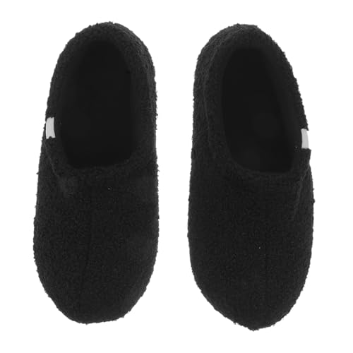 NIYANGLE Warme Herren Hausschuhe mit Memory-schaum Plüschfutter und Geschlossener Ferse Kuschelige Indoor Slipper für Winter Rutschfeste Bequeme Loafers in Schwarz von NIYANGLE
