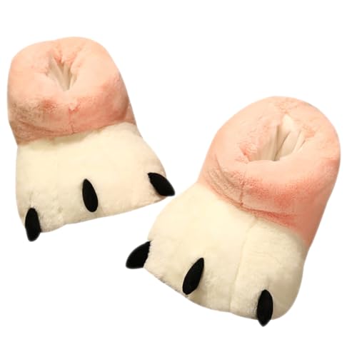 NIYANGLE Warme Plüsch Hausschuhe Damen Katzenpfote Design Rutschfeste Dicke Winterpantoffeln mit Weichem Baumwollfutter Kuschelige Haus Slipper für Frauen und Mädchen Einheitsgröße von NIYANGLE