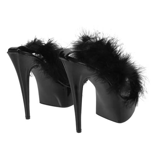 NIYANGLE Wasserdichte Damen Sandalen mit Ultrahohem Absatz Rutschfest Modische Plattform Sandaletten Komfortables Innenmaterial Geeignet für Abend und Party Schwarz von NIYANGLE