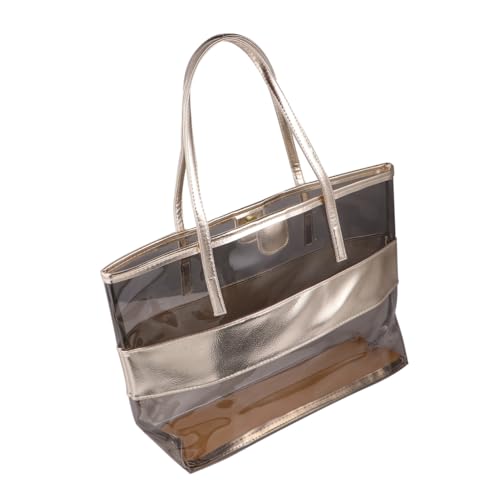 NIYANGLE Wasserdichte Transparente Schultertasche Damen Tote Bag Strandtasche mit Kleinem Geldbeutel Kreative PVC Einzelschulter Handtasche für Outdoor und Alltag Leichte Sommer Handbag von NIYANGLE