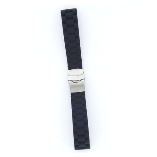 NIYANGLE Wasserdichtes Silikonarmband mit Faltschließe Langlebig Sporttauglich Passend für Damen und Herren Uhren mit Schnellverschluss Schwarzes Armband für Smartwatch und Taucheruhr von NIYANGLE