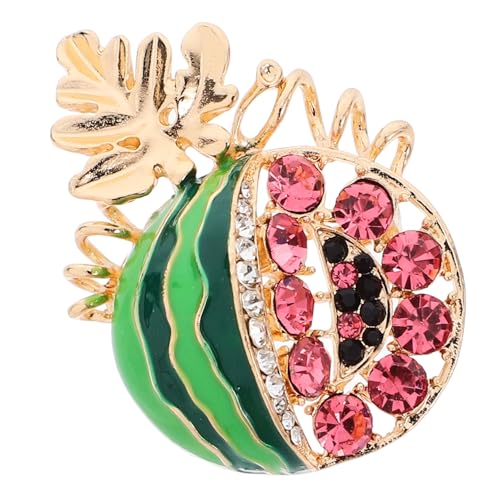 NIYANGLE Wassermelonen Brosche mit Funkelnden Strasssteinen Langlebige Metalllegierung Modischer Anstecker für Damen Vielseitig Einsetzbar als Schal Clip Party und Festtagsaccessoire von NIYANGLE