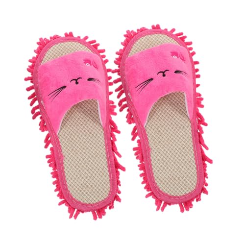 NIYANGLE Weiche Waschbare Mop-hausschuhe für Damen Rutschfest Wiederverwendbar Mikrofaser-reinigungsschuh Cartoon-stil Effektive Bodenreinigung Leise und Angenehm für Zuhause von NIYANGLE