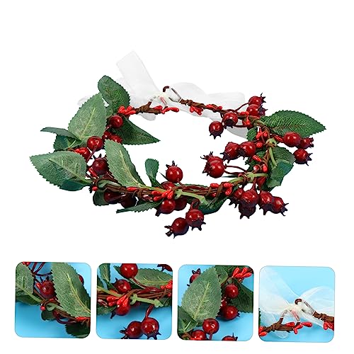 NIYANGLE Weihnachtlicher Beeren Blumenkranz Haarreif Damen Elastisches Stoffmaterial Langlebig und Bequem Festlicher Kopfschmuck für Hochzeit Brautjungfer Party und Fotoshooting Am Strand von NIYANGLE
