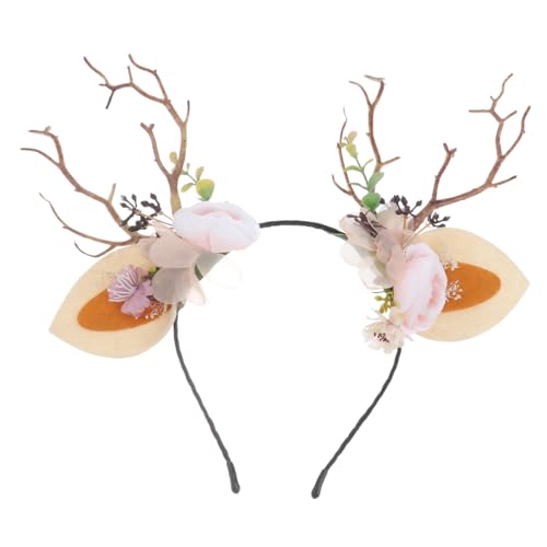 NIYANGLE Weihnachtlicher Haarreif mit Rentiergeweih Design Weiches Stoffstirnband für Frauen Festlicher Kopfschmuck für Karneval Kostüm Party und Fotoshooting von NIYANGLE