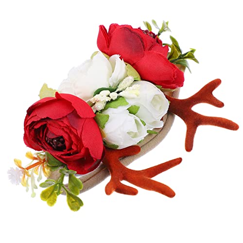 NIYANGLE Reindeer Antler Haarband Mit Kunstblumen Für Mädchen Für Weihnachten Partys Und Fotoshootings Bequemes Elastisches Design Für Mädchen von NIYANGLE