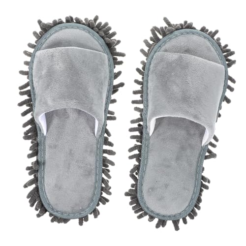 NIYANGLE Winter Chenille Mop hausschuhe mit Zehenöffnung Rutschfeste Bodenreinigung Pantoffeln für Damen und Herren Wiederverwendbare Staubwisch slipper in Bequeme Hauspuschen von NIYANGLE