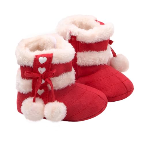 NIYANGLE Winter Schneestiefel mit Rutschfester Sohle Weiche Atmungsaktive Weihnachts Babyschuhe mit Schleife Leichte Neugeborenen Prewalker für Erste Schritte von NIYANGLE