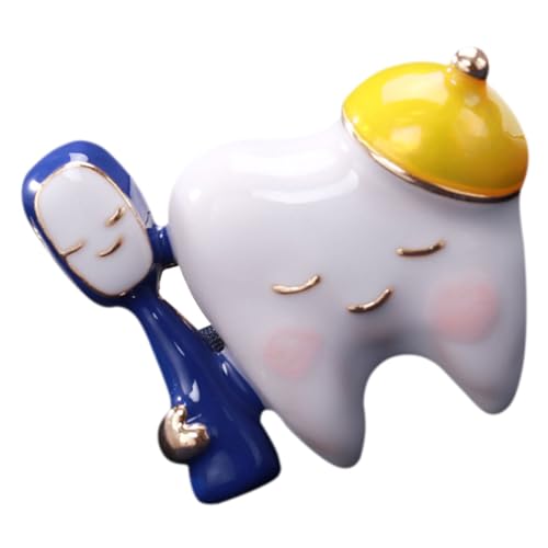 NIYANGLE Zahn Brosche Emaille Pin Gelb Ästhetisch Niedlich Leicht Vielseitig Für Rucksäcke Kleidung Geschenkidee Für Damen Und Jugendliche von NIYANGLE