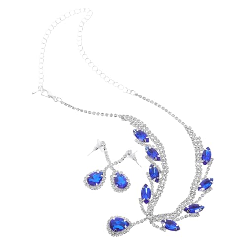 NIYANGLE -flash - -set Statement-halskette Aus Hochzeitsschmuckdekoration Hochzeit Halskette Ohrringe Hochzeitsschmuck Aus Kristallohrringe Strasssteine Blau von NIYANGLE